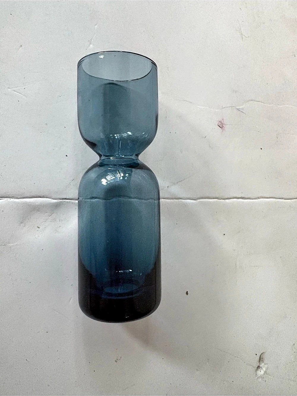 Blue Glass Hourglass Vase - Picture 2 of 6